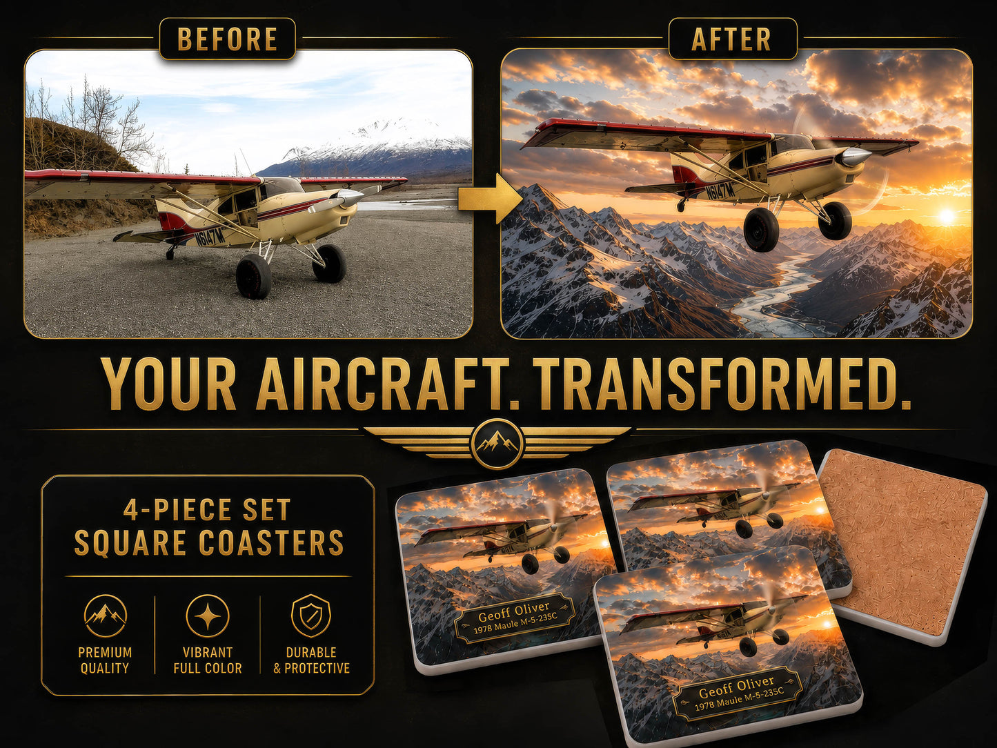 Epic Plane Coasters, Set of 4 - FREE Shipping