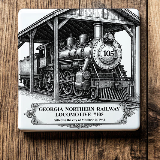 Georgia Northern Railway Locomotive #105 Historic Ceramic Coaster