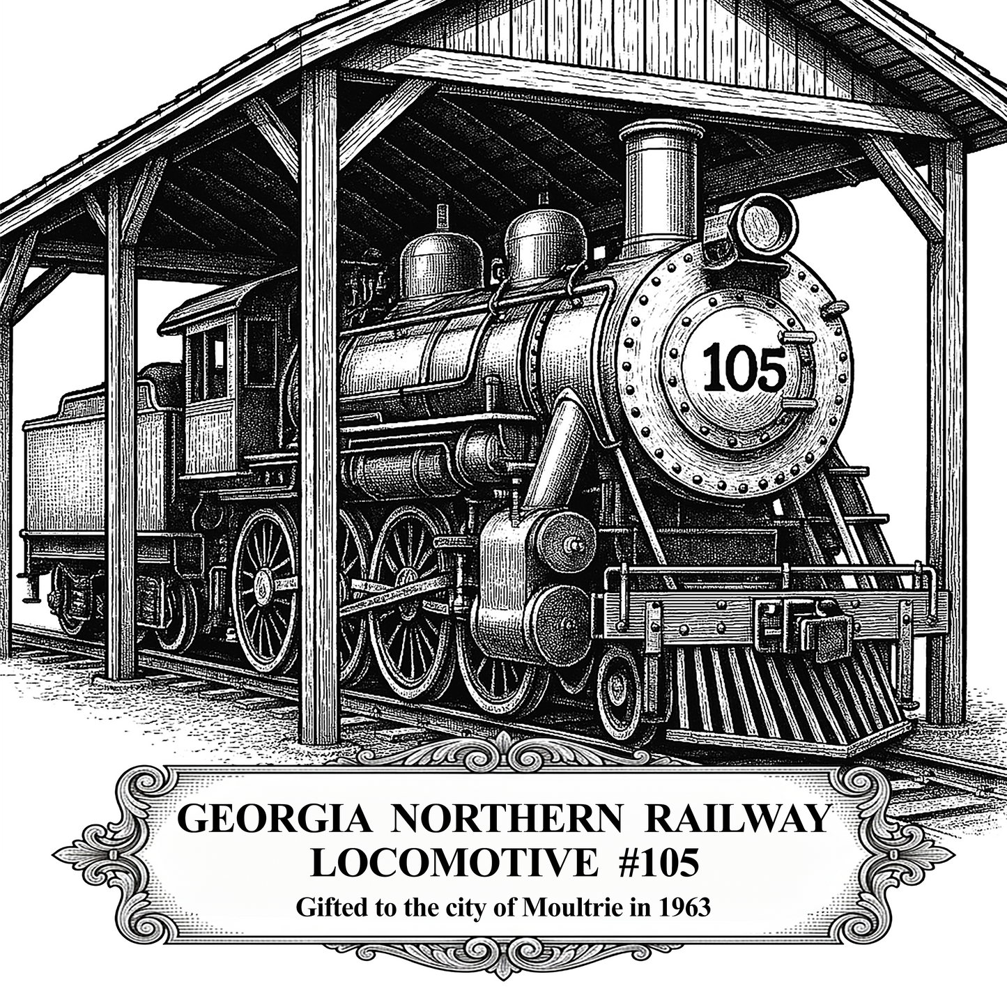 Georgia Northern Railway Locomotive #105 Historic Ceramic Coaster